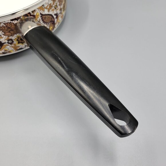 Vintage MCM Prestige Japy Marne Enamel Paisley Floral Sauce Pan w Lid France - Picture 6 of 16